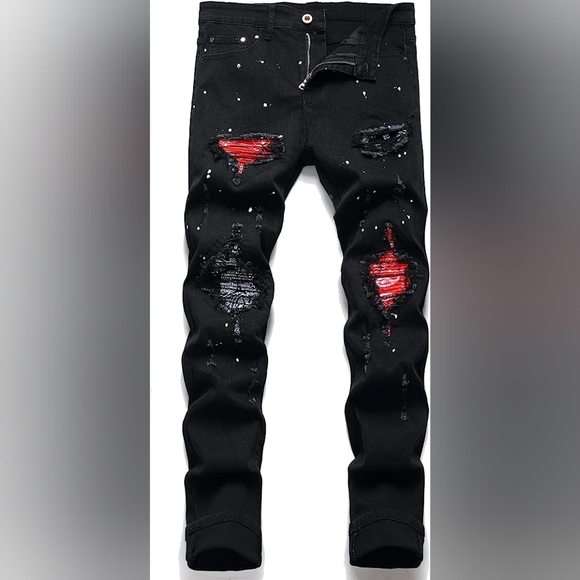 New Men's Designed Unique Street Urbanwear Jeans Multiple Sizes - Picture 1 of 4